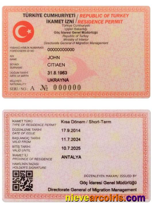 TURKEY residence permit (verrsion 2)